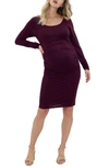 INGRID & ISABELR SIDE RUCHED LONG SLEEVE MATERNITY BODY-CON DRESS