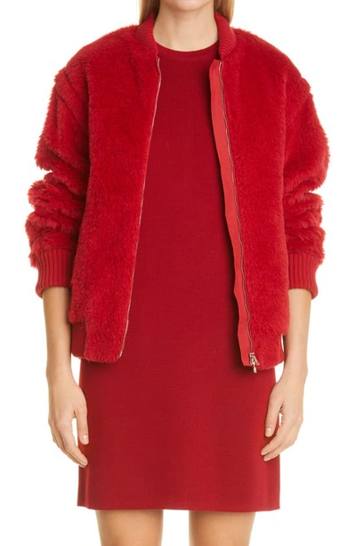 Max Mara Felice Alpaca, Virgin Wool And Silk-blend Bomber Jacket In Red
