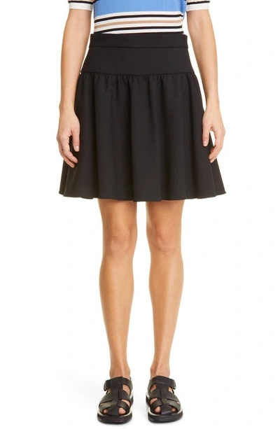 Max Mara Stretch Wool Skirt In Nero