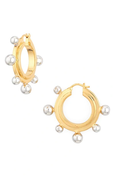 Missoma Two-tone Medium Sphere Hoop Earrings In Gold