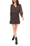 1.state Smocked Ruffle Long Sleeve Minidress In Gold Chiffon