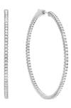 Crislu Small Pavé Cubic Zirconia Inside Out Hoop Earrings In Platinum