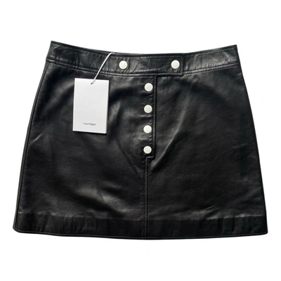 Pre-owned Courrèges Leather Mini Skirt In Black