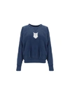 Maison Margiela Embroidered Ribbed Cotton And Silk-blend Jersey Sweatshirt In Blue