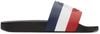Moncler Basile Blue Slides With Tricolour Toe Strap In Rubber Man In 998 Grey