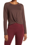 90 Degree By Reflex Terry Brushed High/low Twist Front Top In Java