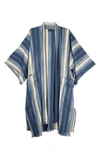 Saachi Striped Fringe Trim Duster In Navy