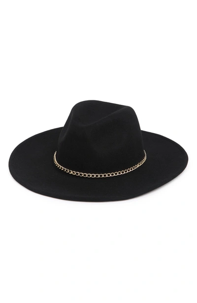 Steve Madden Chain Trim Fedora Wool Hat In Black