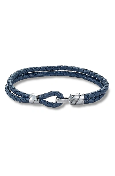 Samuel B. Silver Leather Loop Bracelet In Blue
