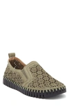 Ilse Jacobsen Tulip Perforated Slip-on Sneaker In Army Black