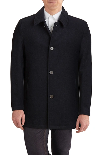 Cole Haan Signature Wool Blend Plush Car Coat In Navy