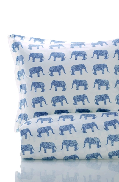 Melange Home Grey Twin 400 Thread Count Cotton Elephants Duvet 2-piece Set In True Navy