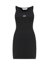 Off-white Basic Ribbed Jersey Mini Dress In Black White