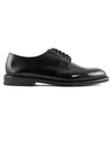 DOUCAL'S BLACK SEMI-GLOSSY LEATHER DERBY SHOES