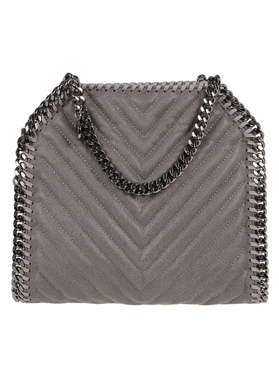Stella Mccartney Small Tote Eco Shaggy Deer Chevron Quilting In Grey