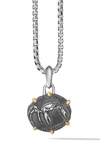 David Yurman Sterling Silver & 18k Yellow Gold Zodiac Cancer Amulet Enhancer In Silverancer