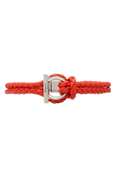 Ferragamo Gancini Size 19 Braided Bracelet In Rot