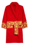 Versace Medusa Amplified Cotton Bath Robe In Red-gold