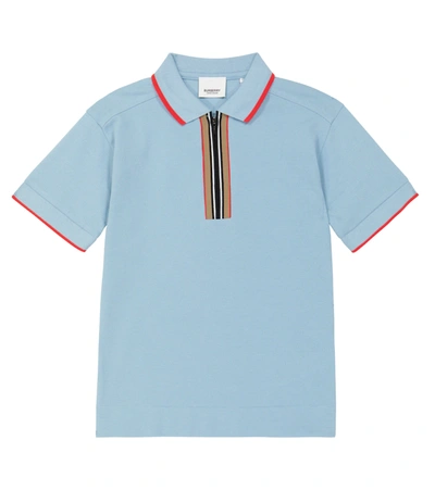 Burberry Kids Icon Stripe Polo Shirt (3-14 Years) In Blue