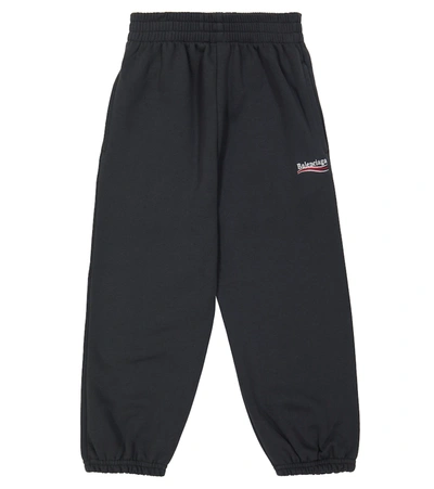 Balenciaga Logo Cotton Jersey Sweatpants In Dark Grey/white/red