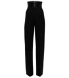 ALAÏA LEATHER-TRIMMED HIGH-RISE PANTS