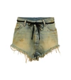 Maison Margiela Mid-rise Distressed Denim Shorts In Dirty Denim