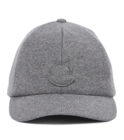 Moncler Wool And Cashmere Cap In Medium Grey