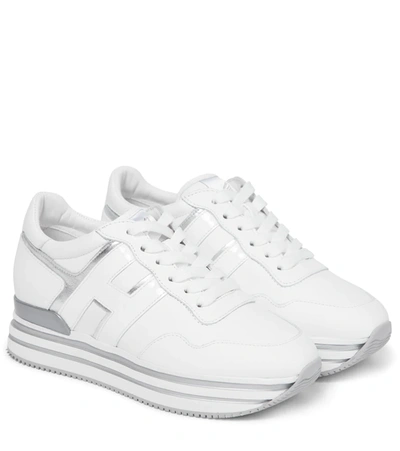 Hogan H483 Leather Platform Trainers In White