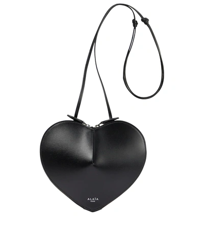 Alaïa Heart Leather Shoulder Bag In Noir