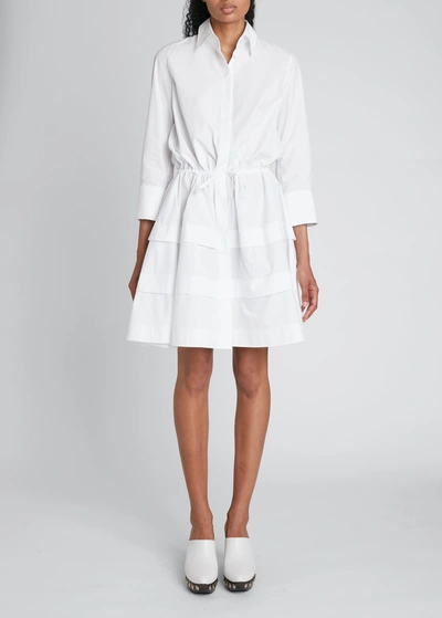 Alaïa Tiered Cutout Cotton Poplin Shirt Dress In Blanc
