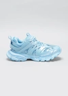 Balenciaga Track Logo-detailed Mesh And Rubber Sneakers In Lt Blue Metallic