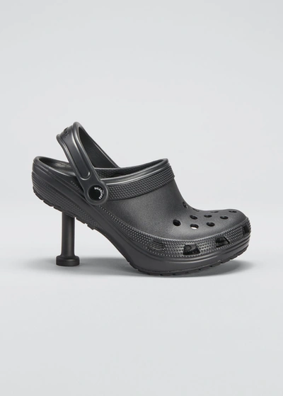 Balenciaga X Croc Madame Rubber Stiletto Clogs In Black