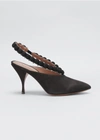 ALAÏA 90MM LEATHER POMPOM PUMPS