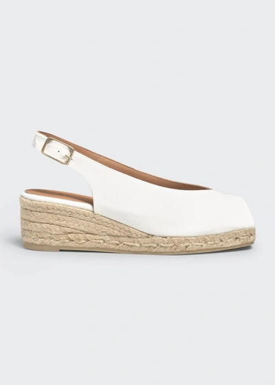 Castaã±er Dosalia Canvas Wedge Espadrille Sandals In Cream
