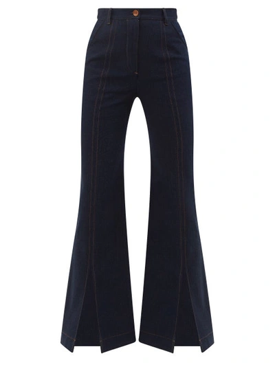 Palmer Harding Slit-cuff High-rise Flared Jeans In Denim