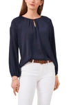 Vince Camuto Hammered Satin Blouse In Classic Navy