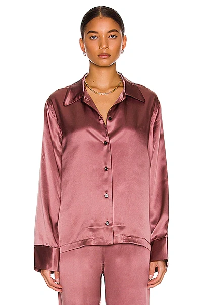 Kiki De Montparnasse Piped-trim Silk Pyjama Shirt In Pink,black