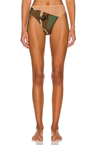 Norma Kamali Snake Mesh Bikini Bottom In Camo