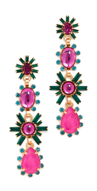 Elizabeth Cole Lila Crystal Earrings In Emerald Pink