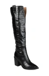 Journee Collection Therese Croc Embossed Knee High Boot In Black