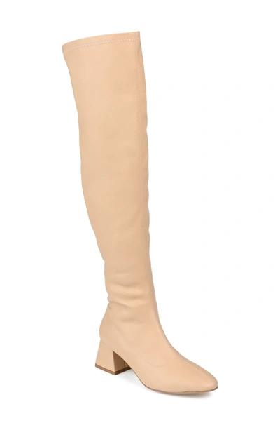 Journee Collection Womens Melika Extra Wide Calf Block Heel Over The Knee Boots In Brown