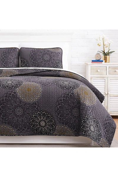 Southshore Fine Linens Midnight Floral Oversized Quilt Cover Set In Midnight Floral Black
