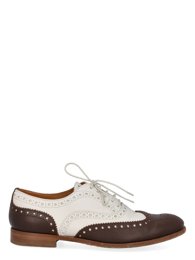 Pre-owned Church's Women's Lace-up -  - In Brown, White Leather