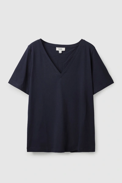 Cos V-neck T-shirt In Blue