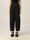 Ganni Womens Black Curved-leg Mid-rise Organic Cotton-blend Trousers In Black