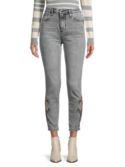 Driftwood Women's Jackie Floral High-rise Jeans In Grey