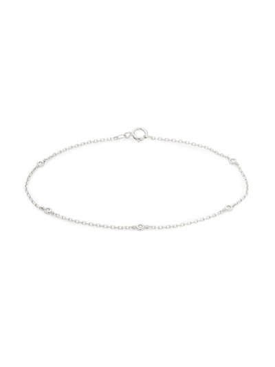 Saks Fifth Avenue Women's 14k White Gold & 0.05 Tcw Diamond Station Bracelet