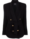 Balmain Double-breasted Belted Blazer In Black
