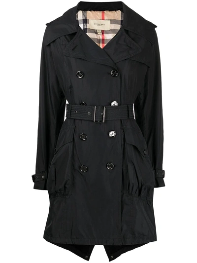 Pre-owned Burberry Thigh-length Trench Coat In Black