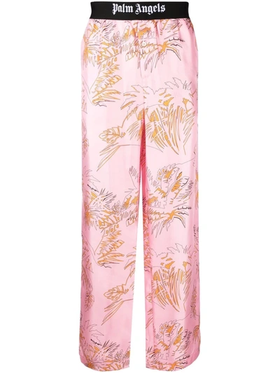 Palm Angels Logo-waistband Trousers In Pink